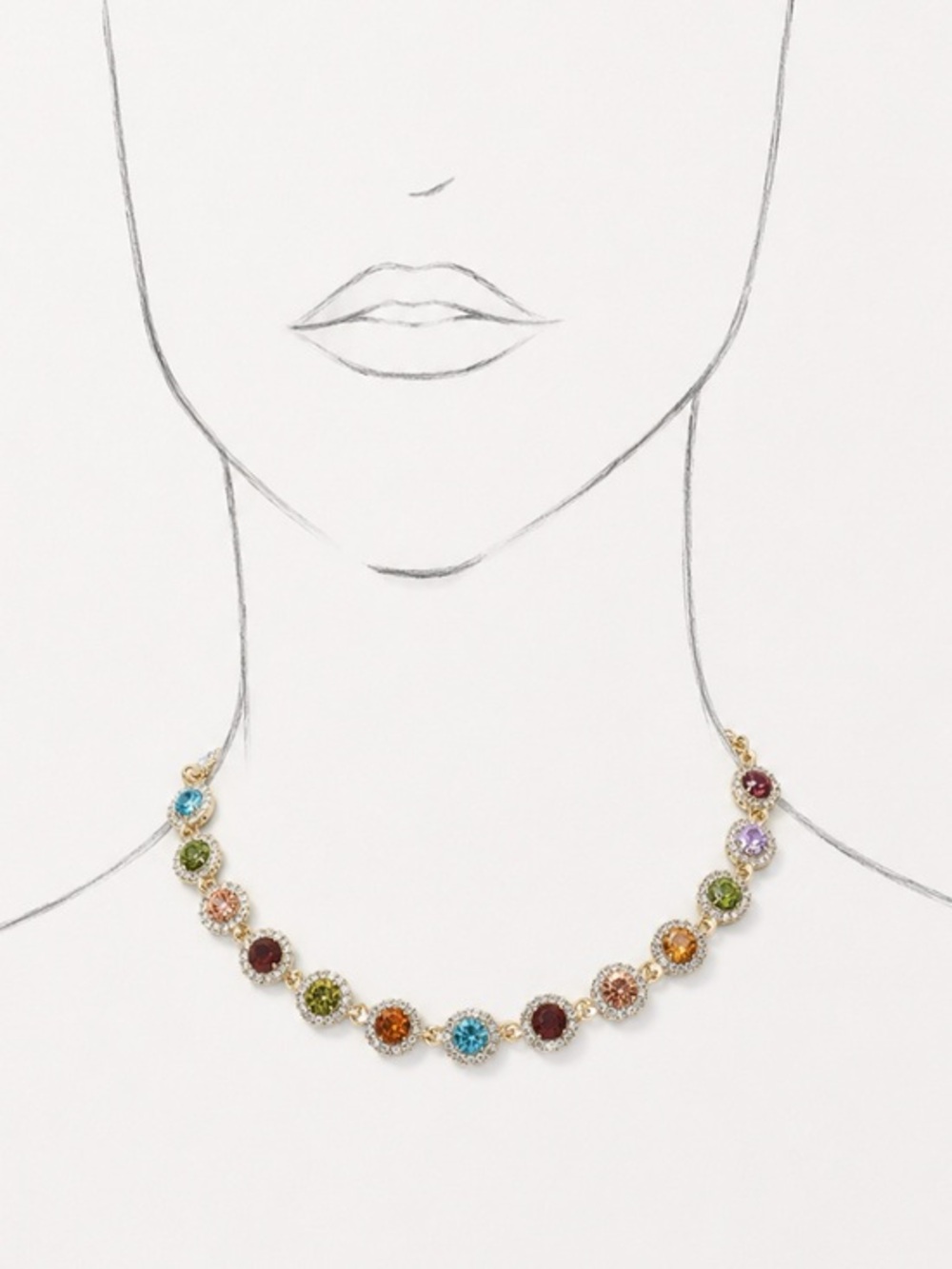 Gold Multicolor Crystal Tennis Necklace Women Jewelry choker